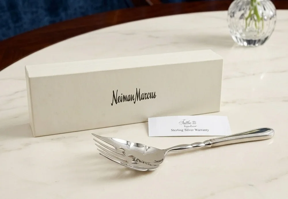 Tuttle Triumph Sterling Silver Serving Fork Modern Neiman Marcus ORIGINAL BOX